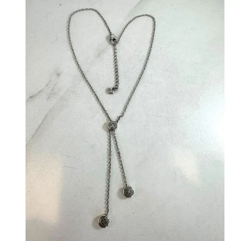 Brighton Ferrera Petite Y Silver Tone Necklace Preowned